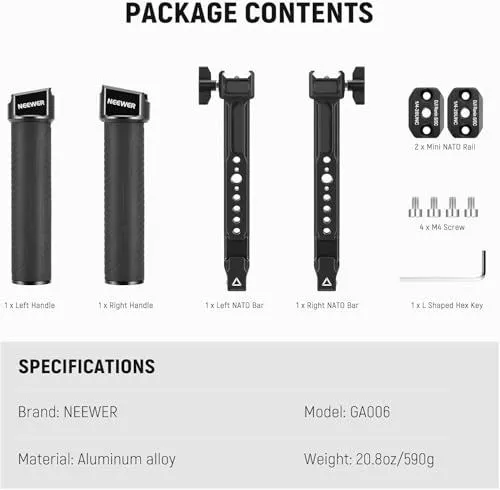 NEEWER GA006 Dual Handgrip Package Contents and Specifications