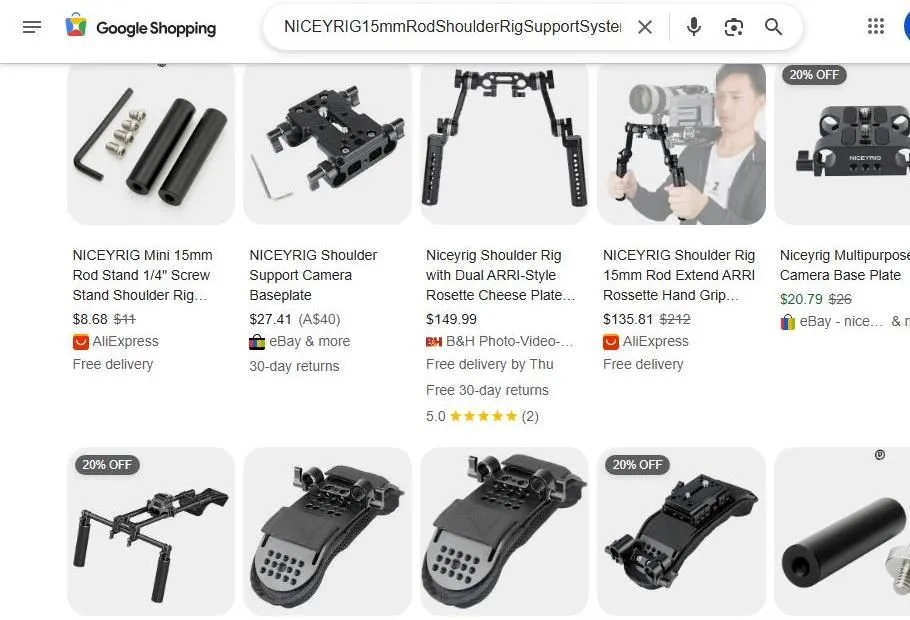 Niceyrig 15mm Rod Shoulder Rig Support System Search Results