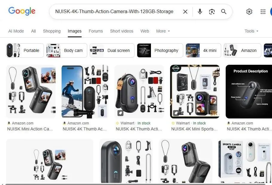 NUISK 4K Thumb Action Camera Search Results