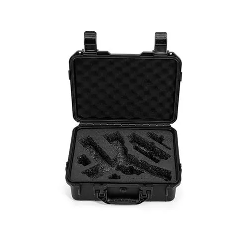 Open hard shell carrying case with custom foam inserts