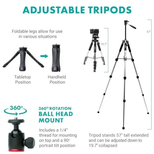 Overview of Adjustable Tripods and Ball Head Mount Features