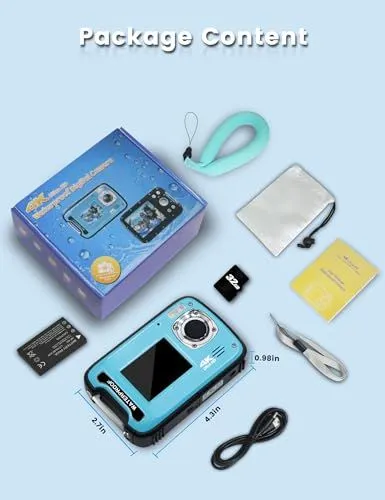 Package Content of a 4K Waterproof Digital Camera