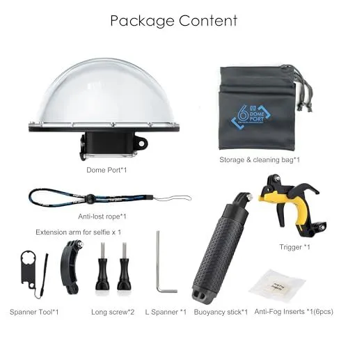 Package Content of a 6 Inch Underwater Dome Port Kit