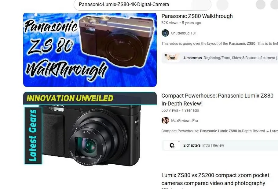Panasonic Lumix ZS80 Video Search Results