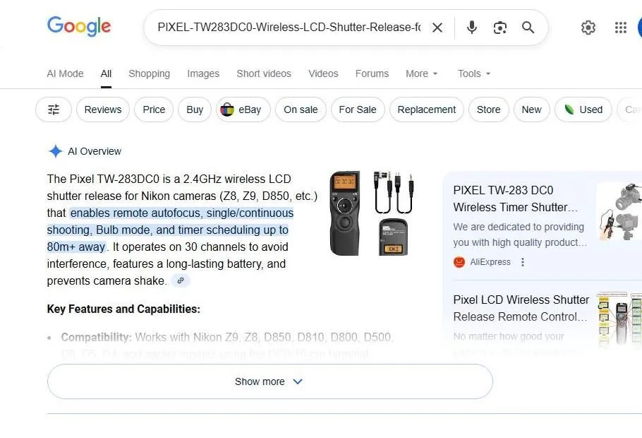 Pixel TW-283 DC0 Wireless Shutter Release Product Overview