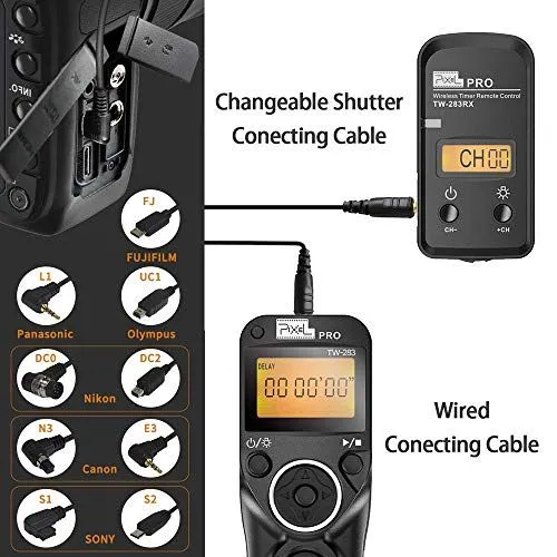 Pixel TW-283 Wireless and Wired Timer Remote Control Set