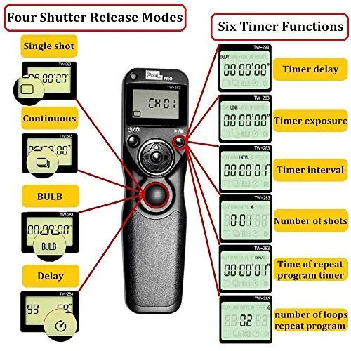PIXEL TW283-DC0 Wireless LCD Shutter Release for Nikon Z8 Z9 D850