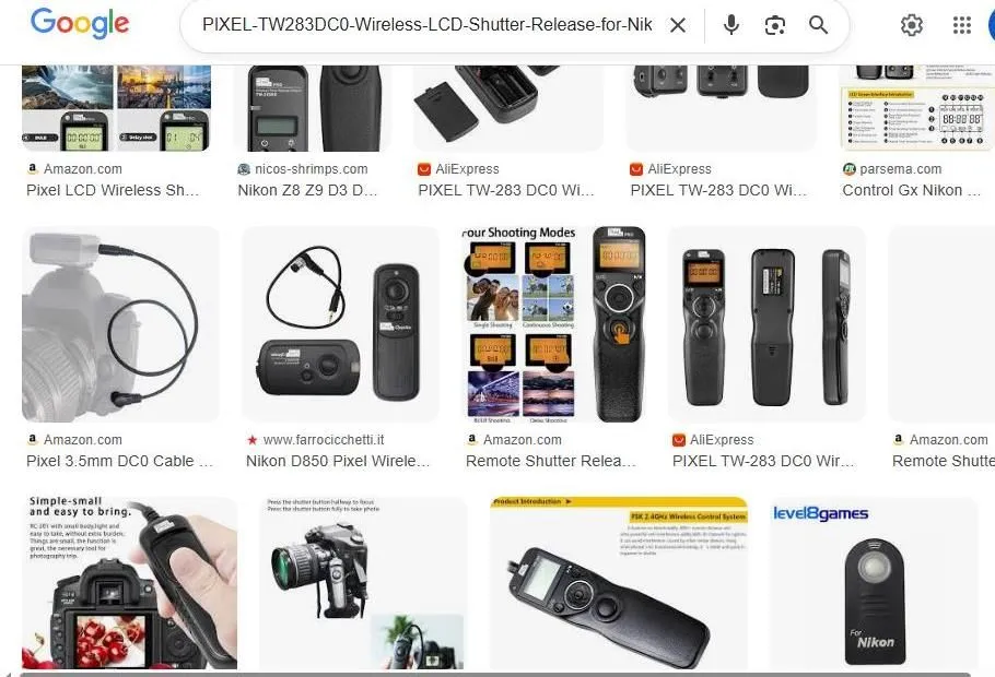 Pixel Wireless Shutter Release Search Results