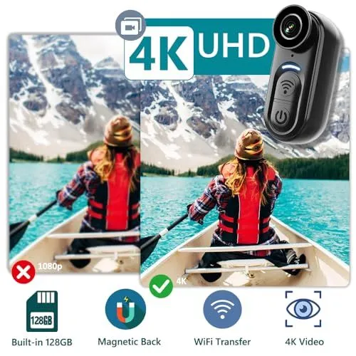 Portable 4K Action Camera with Magnetic Mount