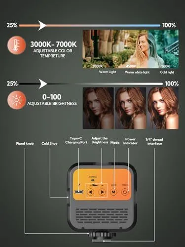 Portable Adjustable LED Video Light Features