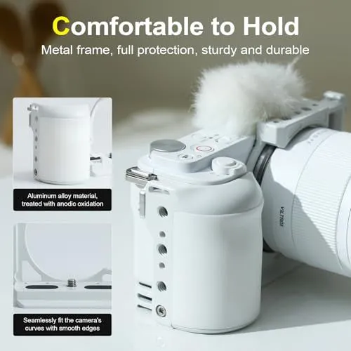 Premium White Metal Camera Cage for Enhanced Grip