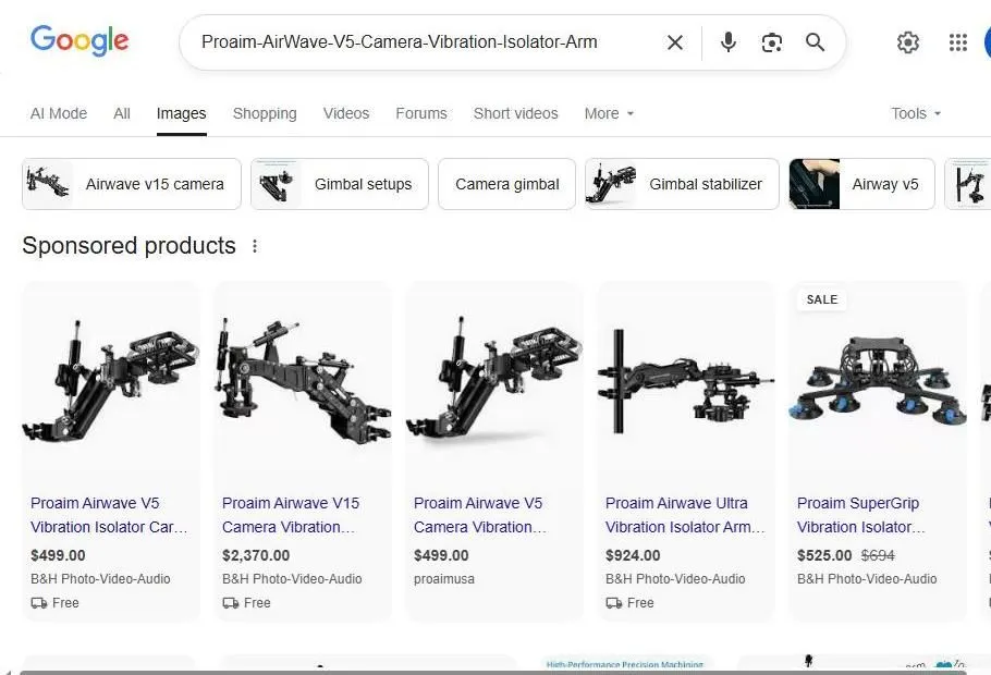 Proaim Airwave Camera Vibration Isolator Arm Search Results