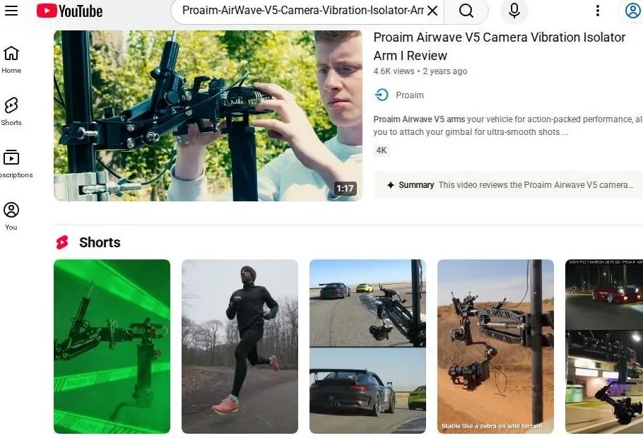 Proaim Airwave V5 Camera Vibration Isolator Arm YouTube Search Results
