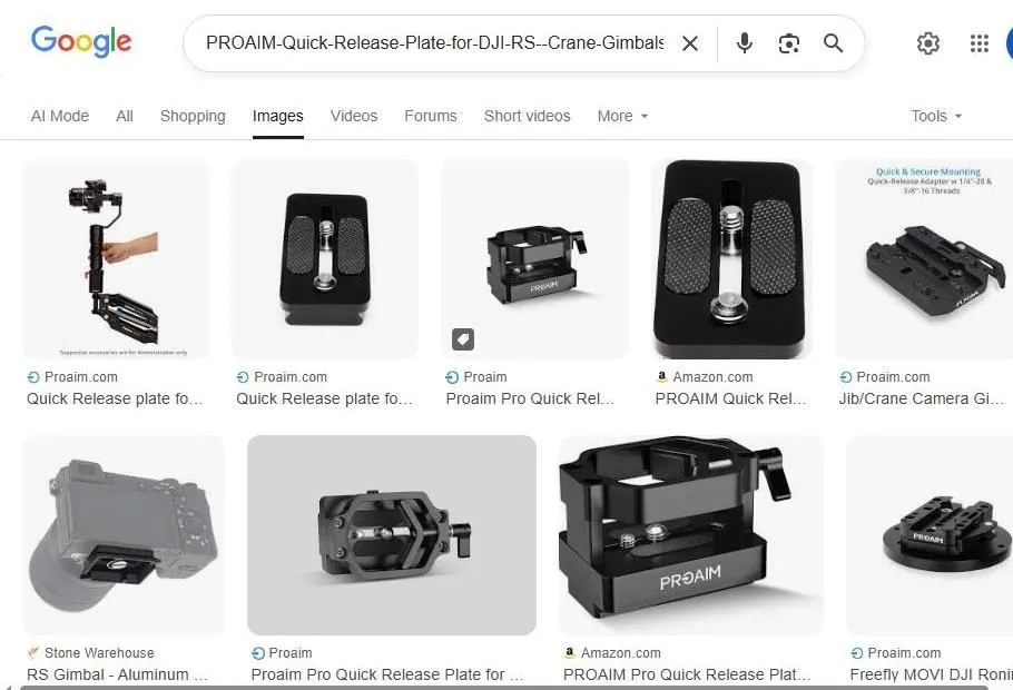 Proaim Quick Release Plate Search Results