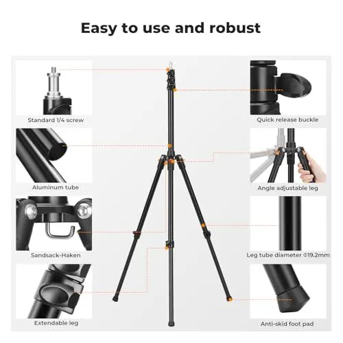 Product features of a portable aluminum tripod