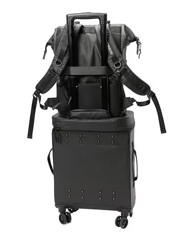 Professional Black Luggage Set with Integrated Backpack
