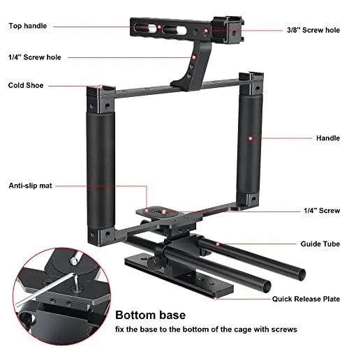 Professional Camera Rig with Dual Handles and Top Grip