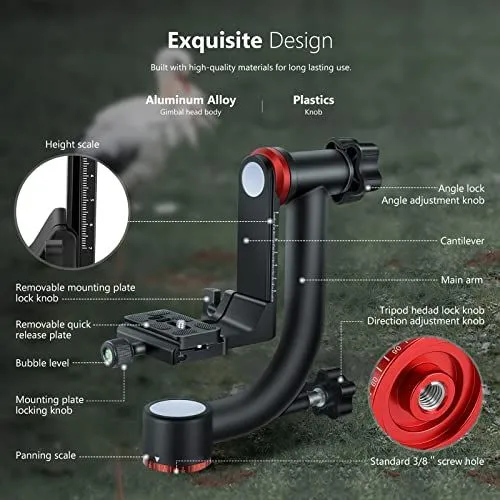 Professional Gimbal Tripod Head Diagram