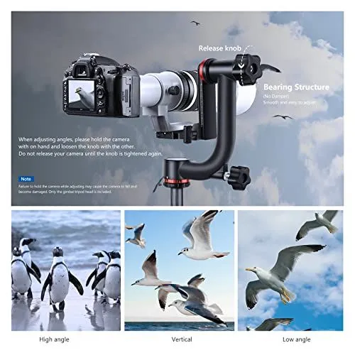 Professional Gimbal Tripod Head for Wildlife Photography