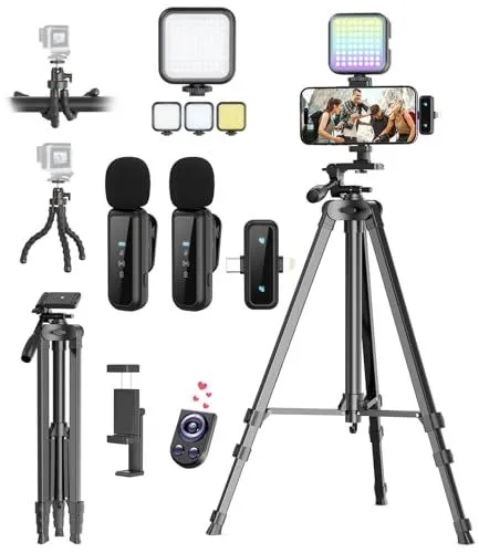 Yeaki Vlogging Kit With Wireless Microphone And RGB Light