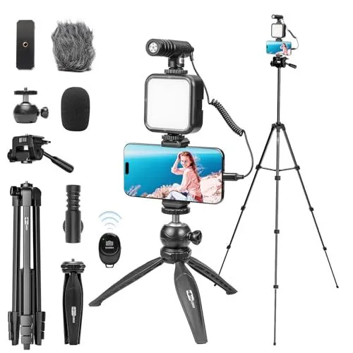 USKEYVISION Vlogging Kit With 59-Inch Tripod And Shotgun Mic