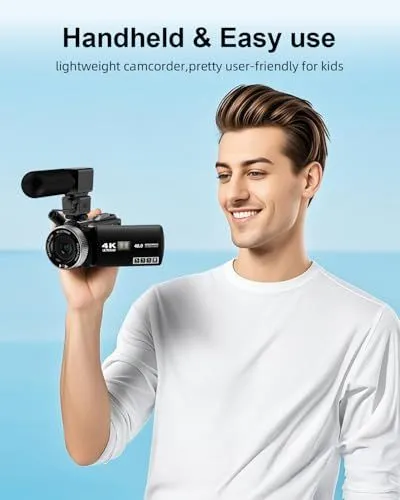 Promotional Image for a Handheld 4K Camcorder