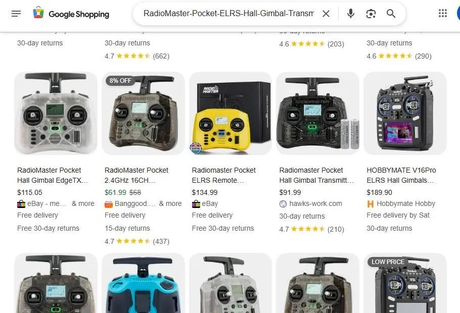 RadioMaster Pocket Radio Search Results