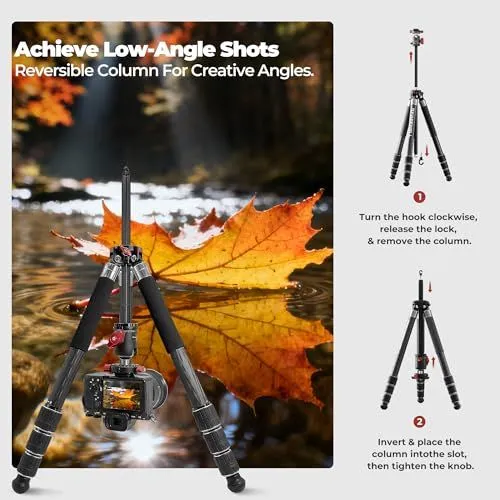 Reversible Tripod Column for Low-Angle Photography