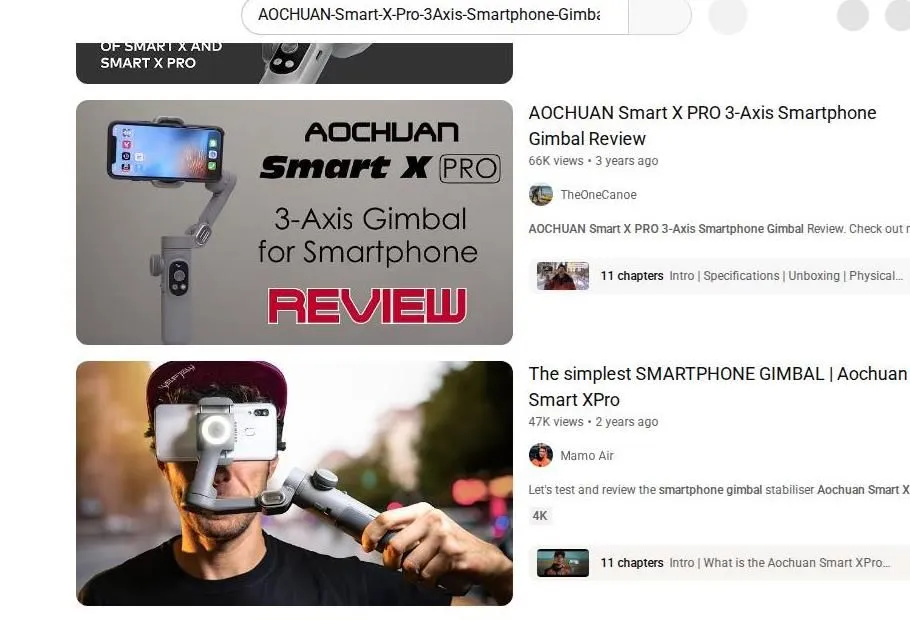 Review highlights for the AOCHUAN Smart X Pro smartphone gimbal