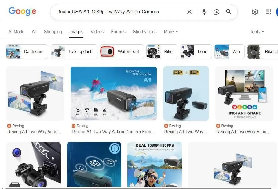 Rexing A1 Action Camera Search Results