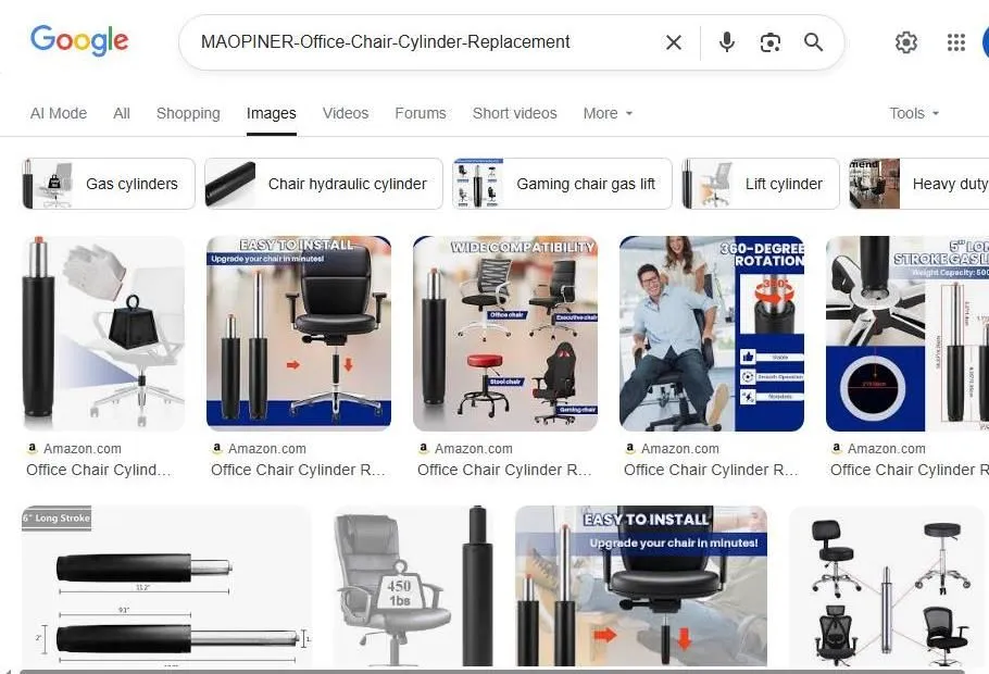 Search results for an office chair gas cylinder replacement