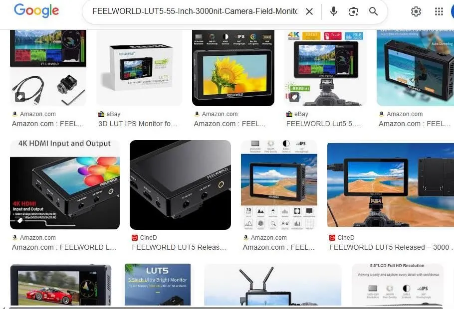 Search results for Feelworld LUT5 field monitor