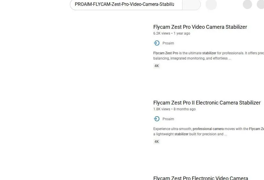 Search results for Flycam Zest Pro stabilizers