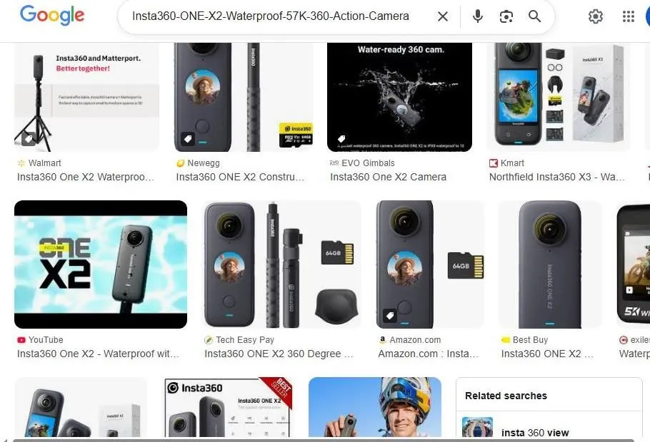 Search results for Insta360 ONE X2 action camera
