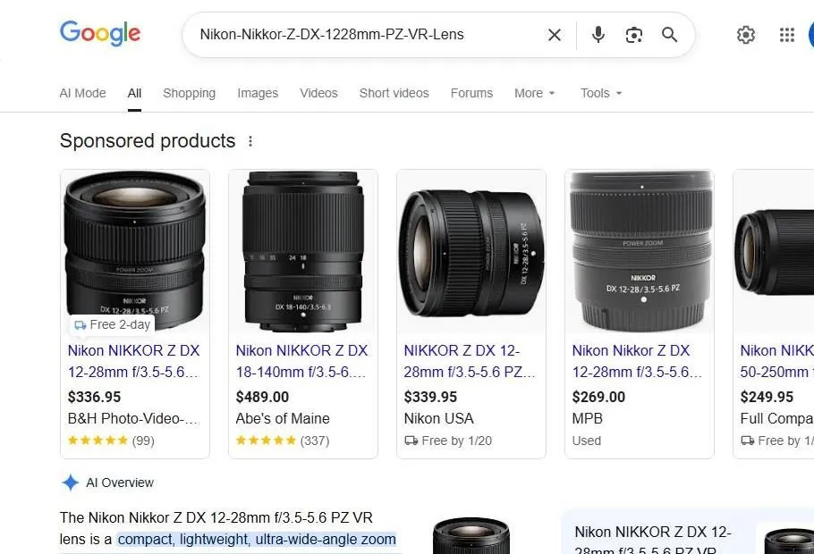 Search results for Nikon Nikkor Z DX 12-28mm lens