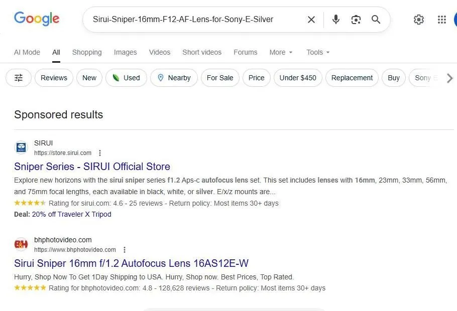 Search results for Sirui Sniper 16mm lens