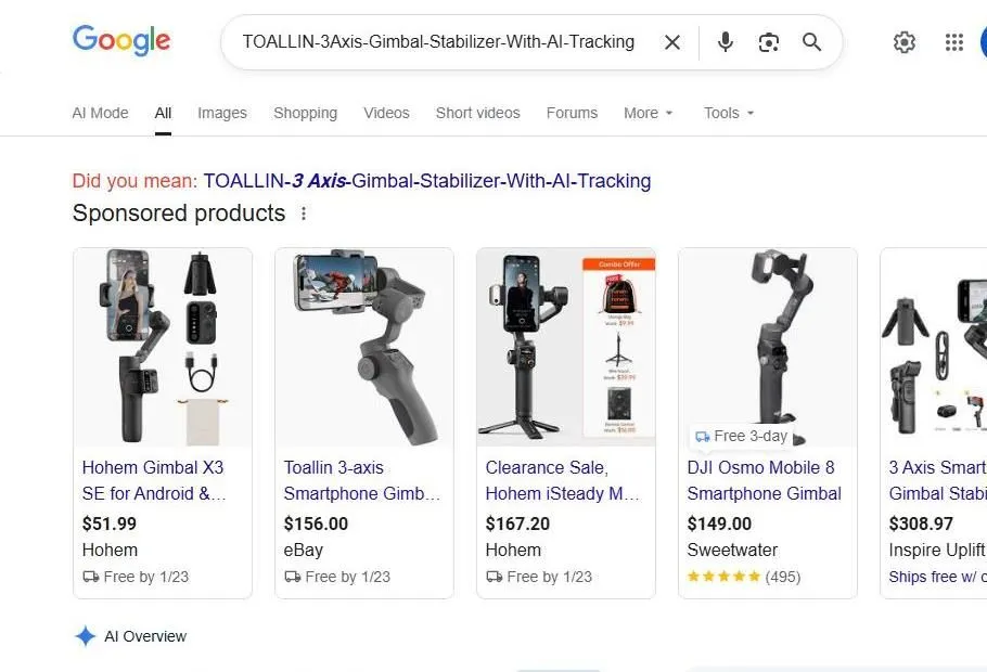 Search results for TOALLIN 3 Axis Gimbal