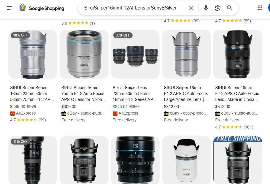 Sirui Sniper Series Lens Search Results