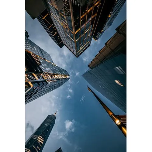 Skyscrapers Reaching Toward the Evening Sky