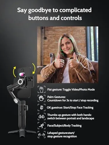 Smart Gesture Controlled Gimbal Stabilizer Features