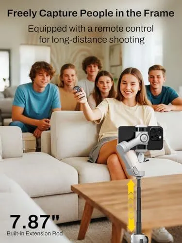 Smart Smartphone Gimbal with Remote Control and Extension Rod