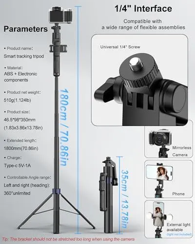 Smart Tracking Tripod Specifications