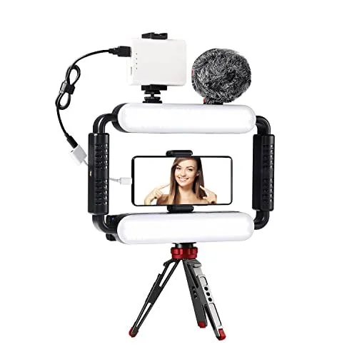 GVM Great Video Maker Smartphone Gimbal Stabilizer Kit With LED Light And Mic