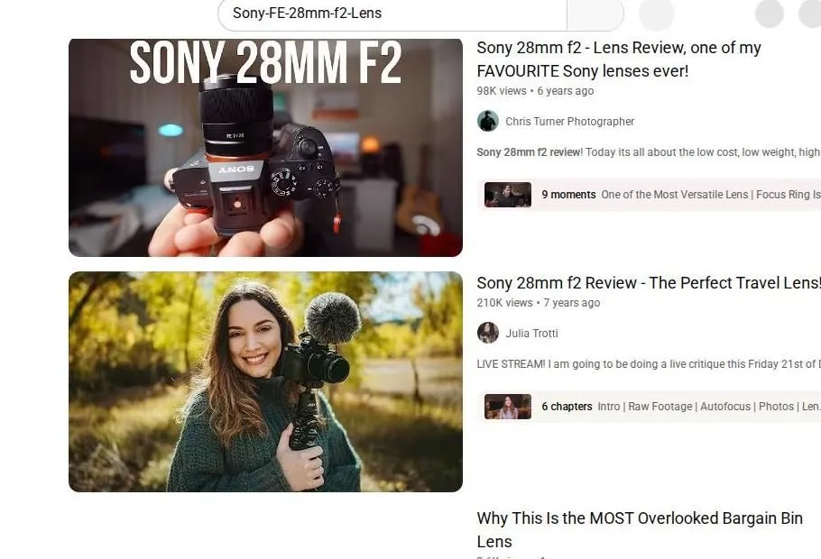 Sony 28mm f2 Lens Review Results