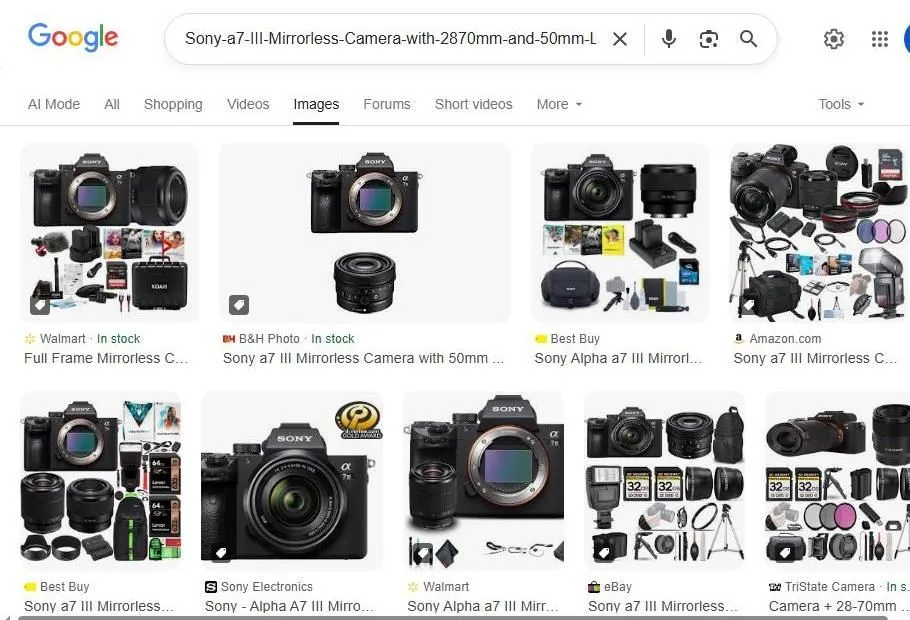 Sony a7 III Camera Search Results