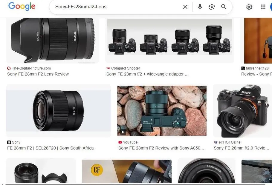 Sony FE 28mm f2 Lens Search Results