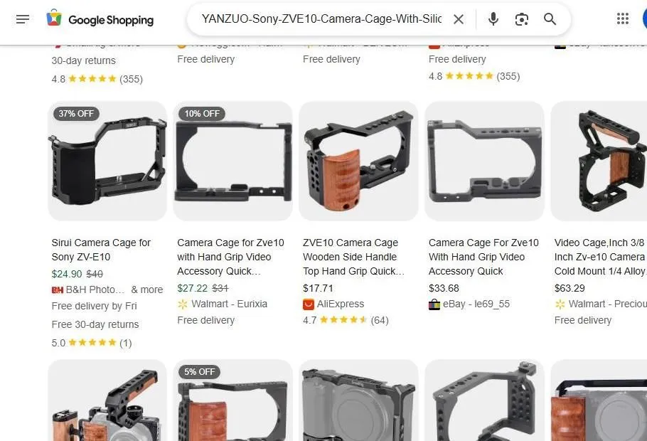 Sony ZV-E10 Camera Cage Shopping Results