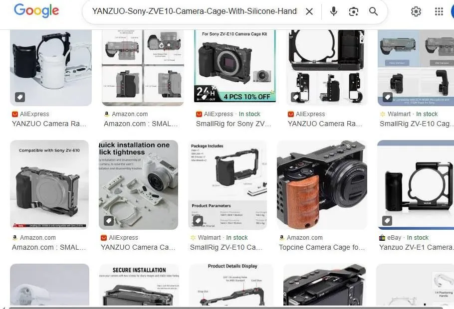 Sony ZV-E10 Camera Cages Search Results