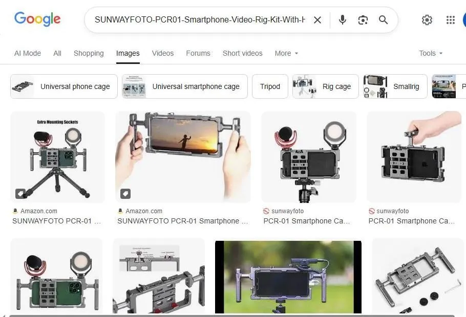 SUNWAYFOTO PCR-01 Smartphone Video Rig Kit Search Results