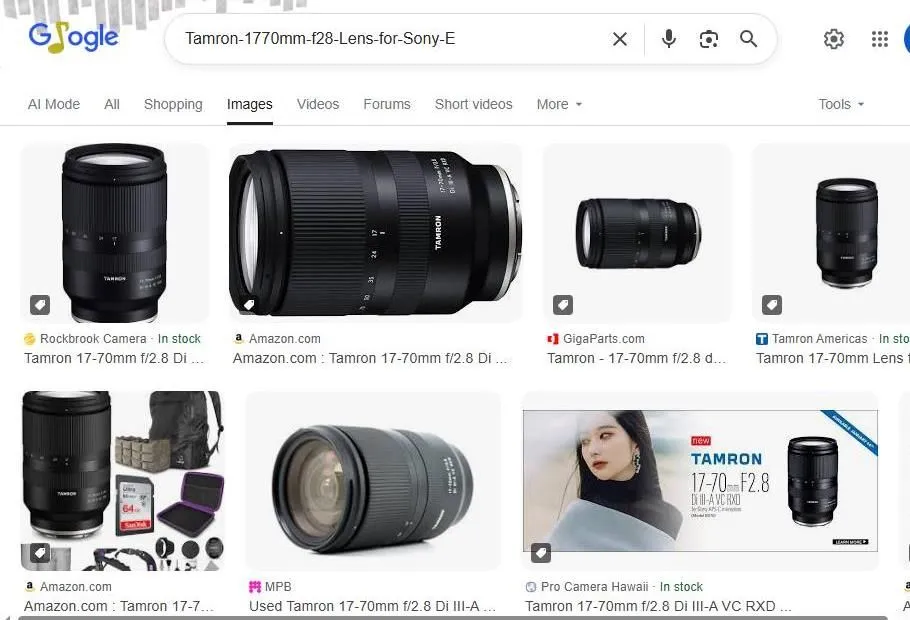 Tamron 17-70mm f/2.8 Lens Search Results